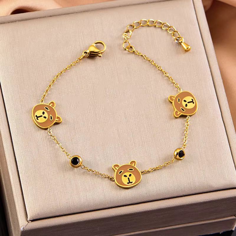 "Delicate Bear Pendant Bracelet"