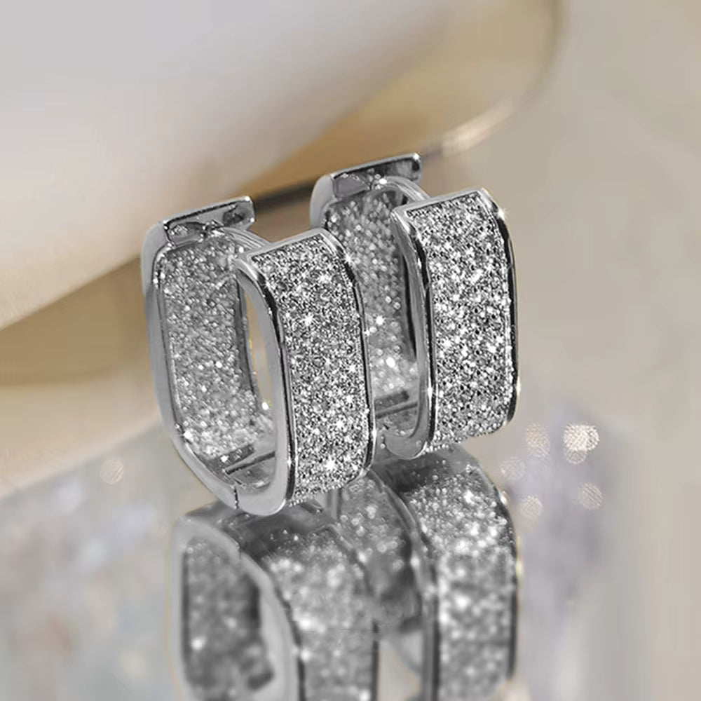 "Huitan Luxe Pavé CZ Hoop Earrings"
