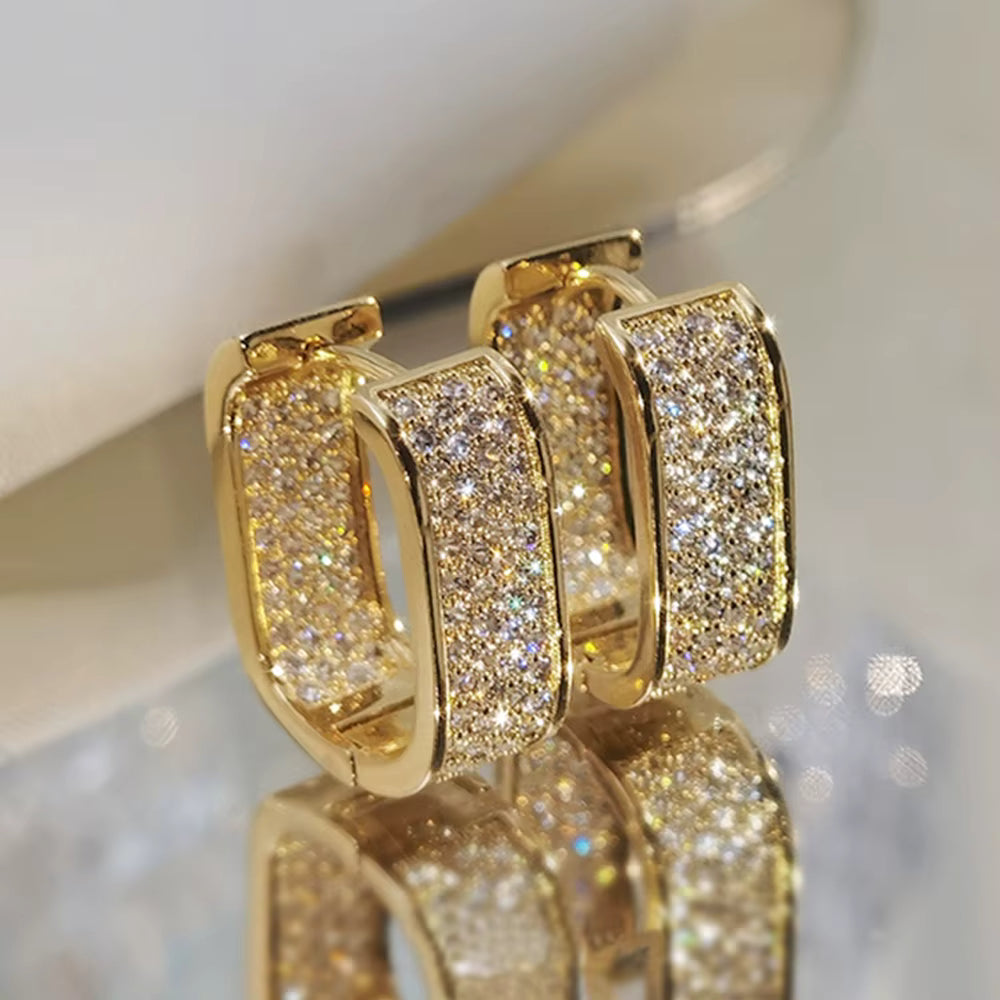 "Huitan Luxe Pavé CZ Hoop Earrings"