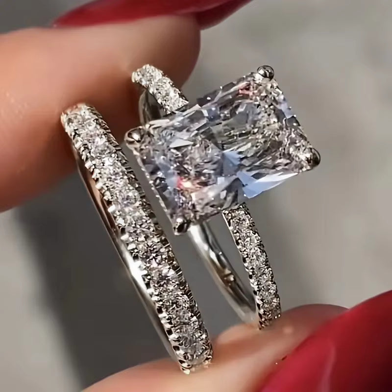 "Huitan Royal Rectangle Zirconia Rings"