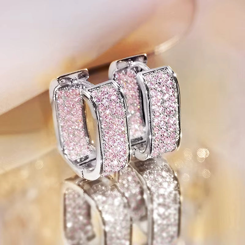 "Huitan Luxe Pavé CZ Hoop Earrings"