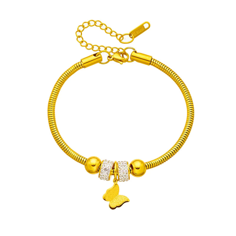 "Luxe Butterfly Snake Chain Bracelet"
