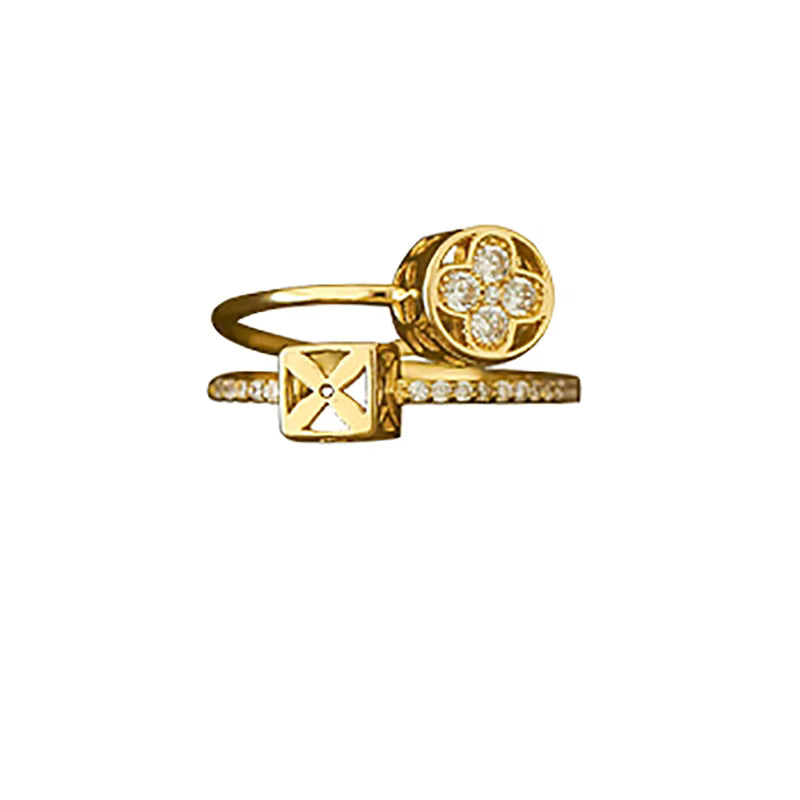 "Korean Luxe Blossom Double-Layer Ring"