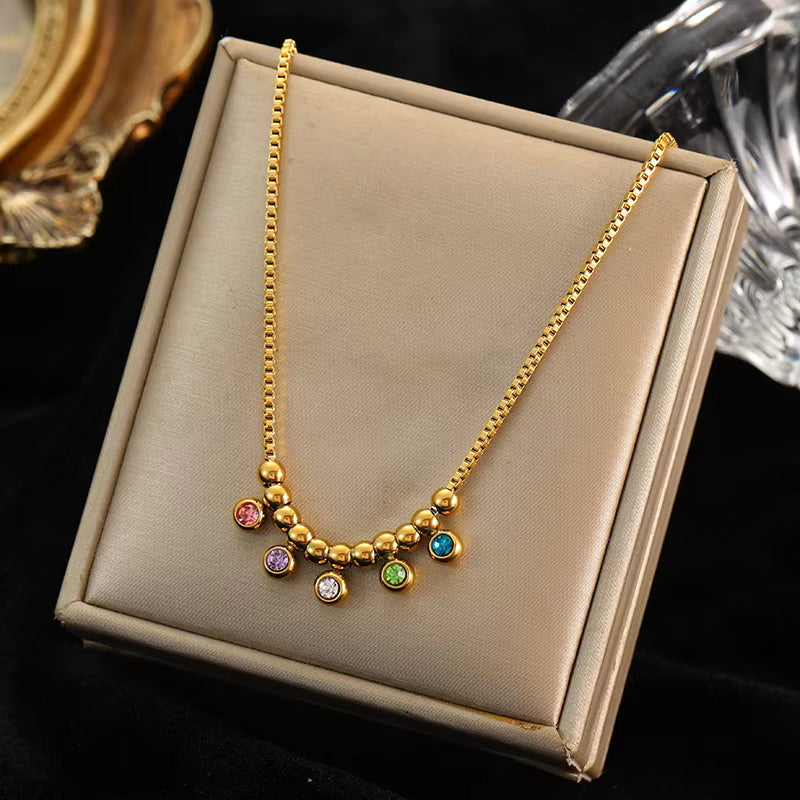 "EILIECK Golden Zircon Choker Necklace"