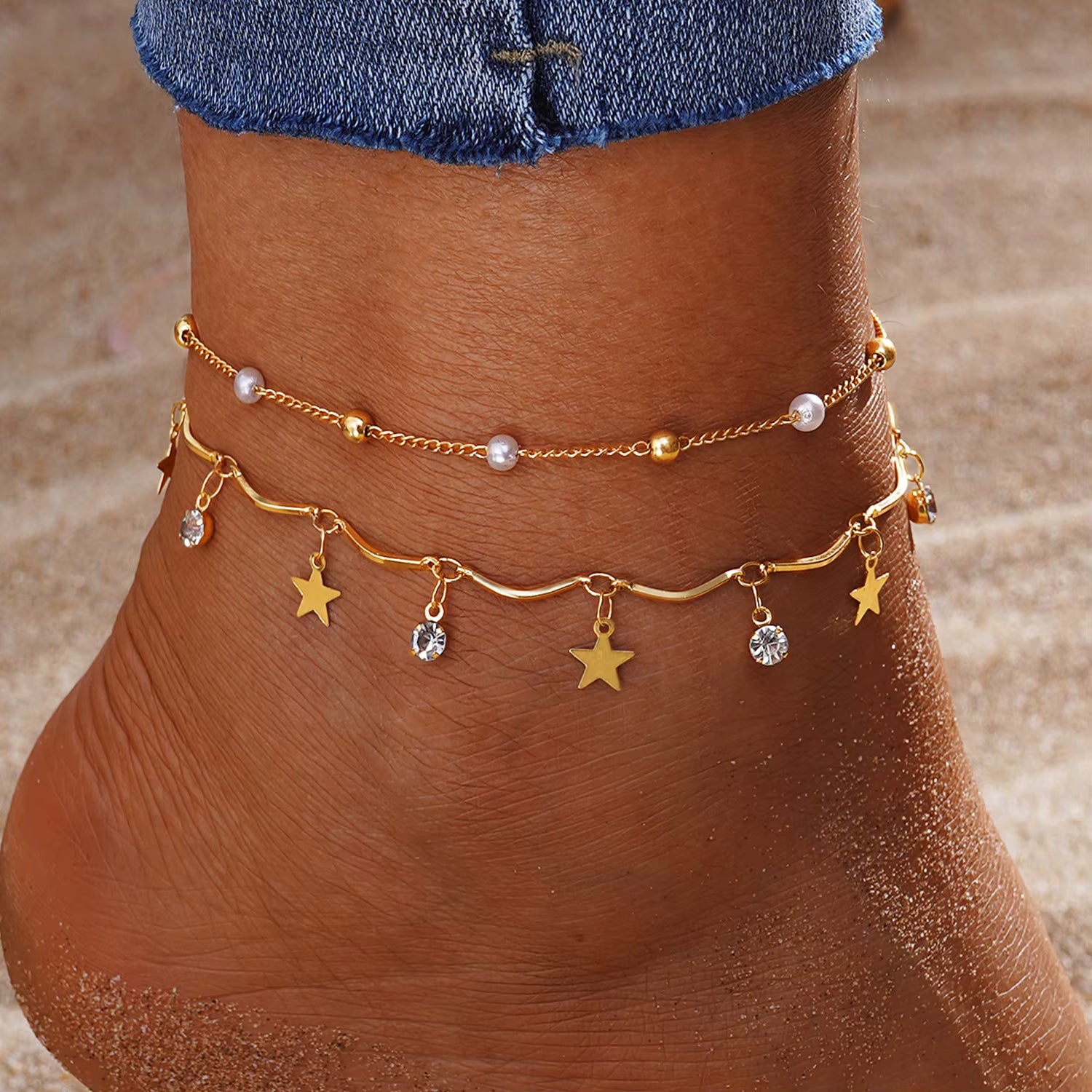 "Marisa – Golden Butterfly Anklet Set"