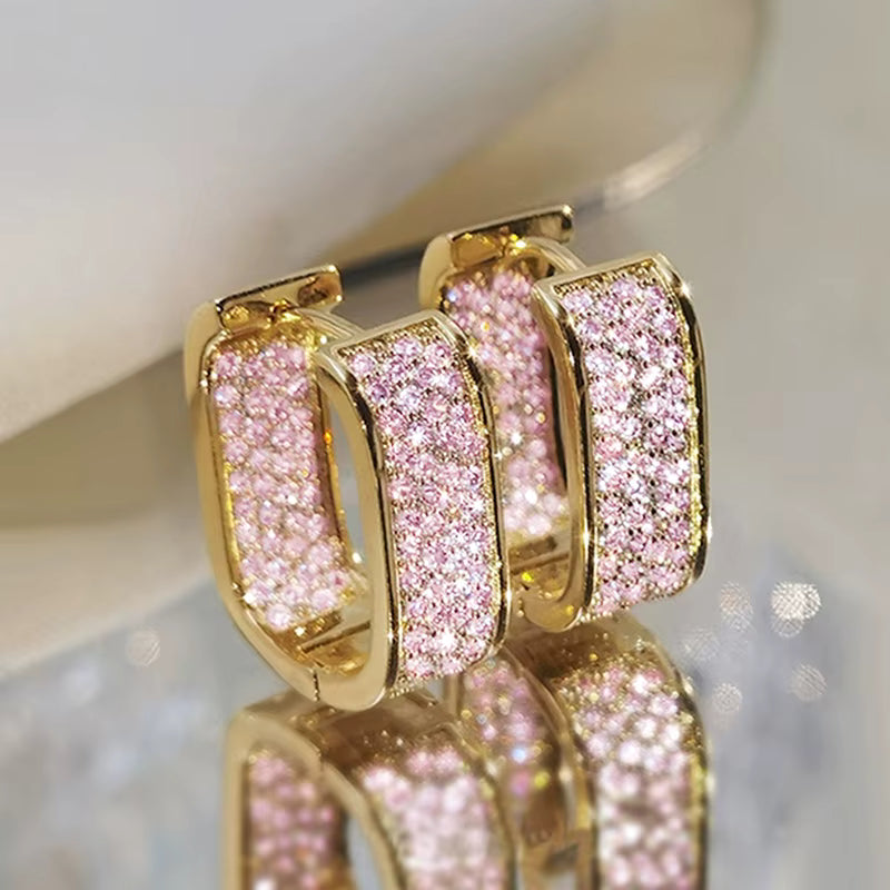 "Huitan Luxe Pavé CZ Hoop Earrings"